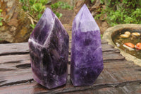 Polished Chevron Amethyst Points x 2 From Zambia