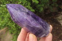 Polished Chevron Amethyst Points x 2 From Zambia