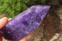 Polished Chevron Amethyst Points x 2 From Zambia