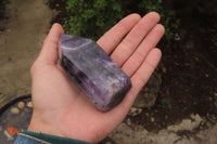 Polished Chevron Amethyst Points x 2 From Zambia