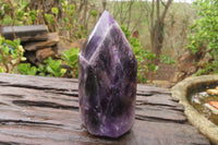 Polished Chevron Amethyst Points x 2 From Zambia