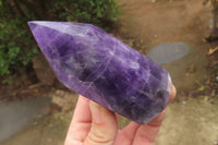 Polished Chevron Amethyst Points x 2 From Zambia