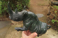 Polished Verdite Rhino Carving x 1 From Zimbabwe