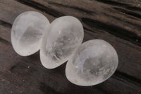 Polished Clear Rock Crystal Quartz Gemstone Eggs x 30 From Madagascar