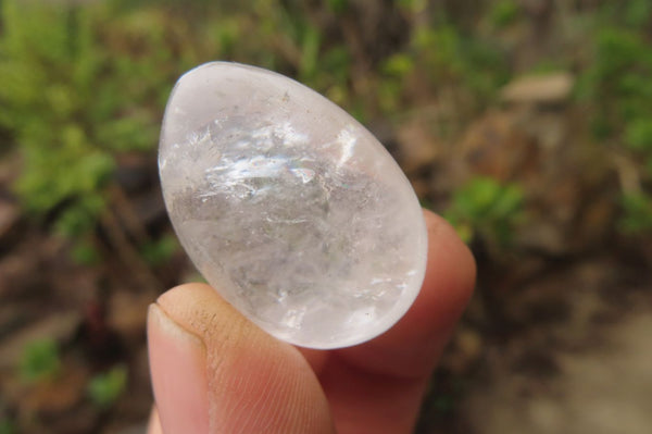 Polished Clear Rock Crystal Quartz Gemstone Eggs x 30 From Madagascar