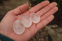 Polished Clear Rock Crystal Quartz Gemstone Eggs x 30 From Madagascar