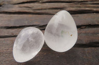 Polished Clear Rock Crystal Quartz Gemstone Eggs x 30 From Madagascar