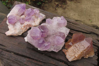 Natural Jacaranda Amethyst Clusters x 3 From Mumbwa, Zambia