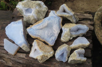 Natural Blue Lace Agate Geode Specimens x 10 From Nsanje, Malawi