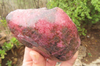 Polished On One Side Rhodonite Specimens x 6 From Madagascar