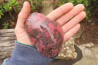 Polished On One Side Rhodonite Specimens x 6 From Madagascar