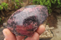 Polished On One Side Rhodonite Specimens x 6 From Madagascar