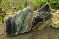 Polished Watermelon Fluorite Slices x 2 From Uis, Namibia