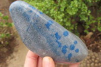 Polished Blue Spinel Spotted Quartz Standing Free Forms x 2 From Madagascar