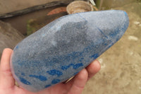 Polished Blue Spinel Spotted Quartz Standing Free Forms x 2 From Madagascar