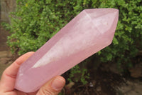 Polished Double Terminated Rose Quartz Points x 3 From Madagascar