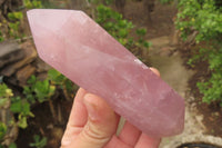 Polished Double Terminated Rose Quartz Points x 3 From Madagascar