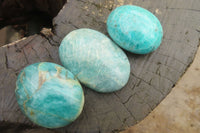 Polished Amazonite Palm Stones x 24 From Madagascar