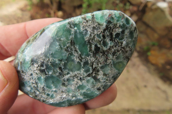 Polished Rare Emerald Mica In Matrix Free Forms x 12 From Mutoko, Zimbabwe