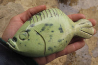 Polished Leopard Stone Fish Carvings x 2 From Zimbabwe