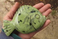 Polished Leopard Stone Fish Carvings x 2 From Zimbabwe