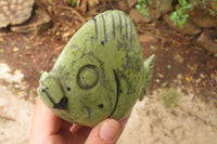 Polished Leopard Stone Fish Carvings x 2 From Zimbabwe