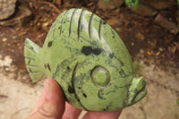 Polished Leopard Stone Fish Carvings x 2 From Zimbabwe