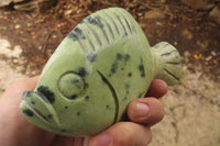 Polished Leopard Stone Fish Carvings x 2 From Zimbabwe