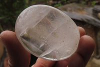 Polished Clear Rock Crystal Palm Stones x 24 From Madagascar