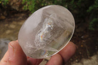 Polished Clear Rock Crystal Palm Stones x 24 From Madagascar