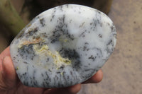 Polished Dendritic Opal Standing Free Forms x 3 From Moralambo, Madagascar