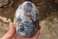 Polished Dendritic Opal Standing Free Forms x 3 From Moralambo, Madagascar