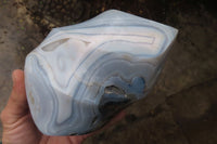 Polished Banded Agate Flame Sculpture x 1 From Madagascar