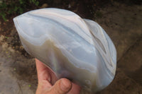 Polished Banded Agate Flame Sculpture x 1 From Madagascar