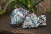 Natural Drusy Coated Chrysocolla with Splash of Malachite x 3 From Likasi, Congo