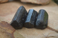 Natural Alluvial Schorl Black Tourmaline Crystals x 35 From Zimbabwe