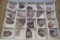 Polished Smokey Amethyst Window Quartz Points x 20 From Akansobe, Madagascar