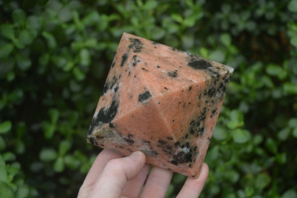 Polished Orange Calcite With Biotite Mica Pyramids x 2 From Madagascar