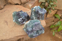 Natural Watermelon Fluorite Cobbed Specimens x 3 From Uis, Namibia