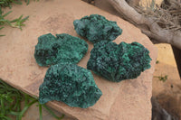 Natural Silky Malachite Specimens x 4 From Kasompe, Congo