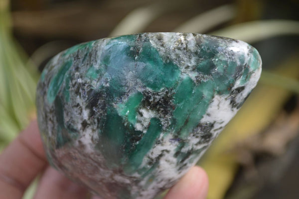 Polished Rare Emerald Mica In Matrix Standing Free Forms x 3 From Mutoko, Zimbabwe