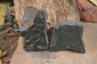 Natural Libethenite Crystals On Dolomite Matrix Specimens x 2 From Shituru, Congo