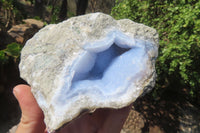 Natural Blue Lace Agate Geode Specimens x 3 From Nsanje, Malawi