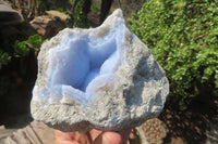 Natural Blue Lace Agate Geode Specimens x 3 From Nsanje, Malawi