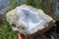 Natural Blue Lace Agate Geode Specimens x 3 From Nsanje, Malawi