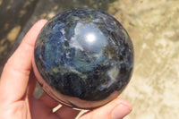 Polished Iolite Water Sapphire Spheres x 2 From Madagascar