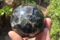 Polished Iolite Water Sapphire Spheres x 2 From Madagascar