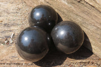 Polished Black Basalt Spheres x 12 From Madagascar