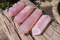 Polished Double Terminated Rose Quartz Points x 4 From Madagascar