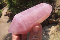 Polished Double Terminated Rose Quartz Points x 4 From Madagascar